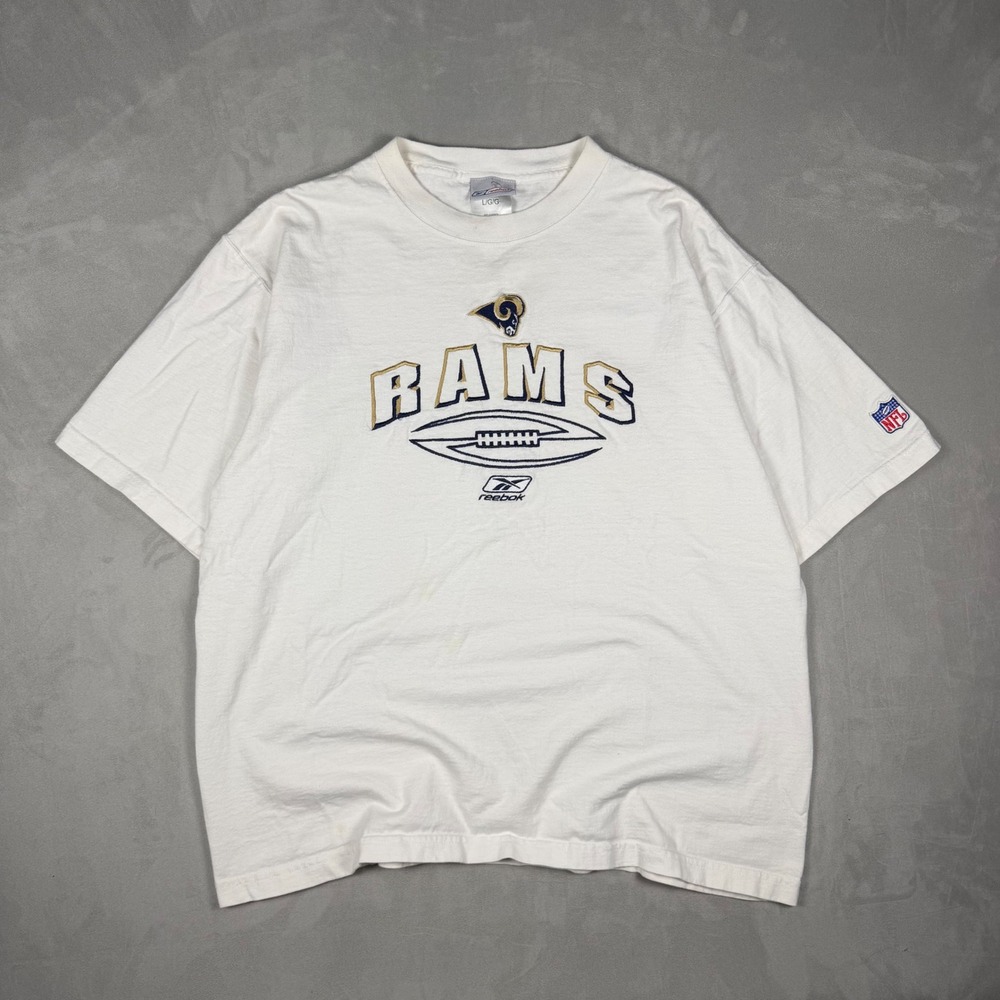 Y2K Mens Reebok St. Louis Rams Embroidered NFL Football T-Shirt Large